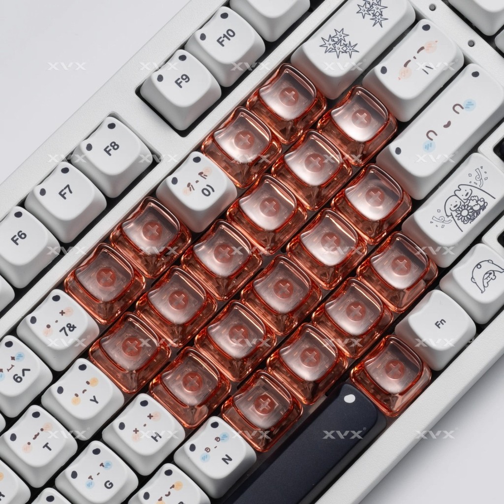 Mao Chiều Cao Trái Tim Tình Yêu Keycap 21 Nút Hình Mèo Dễ Thương Keycap Chất Liệu PC Truyền Ánh Sáng Cao DIY Thích Ứng Trục Cơ Trục Từ Tính / kiuh