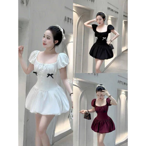 ĐẦM KAKI THÔ TAY PHỒNG NÚT BỌC TÙNG FORM BÍ