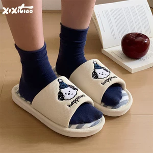 Dép vải lanh Cotton yên tĩnh Giày đế mềm Nhật Bản Fun Hat Puppy Dép bốn mùa Dép vải lanh đa năng Dép đi trong nhà Dép đi trong nhà thấm mồ hôi