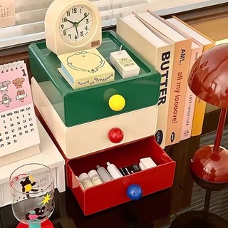 [3-5 Ngày Đến] Hộp Bảo Quản Màu Dopamine Hộp Đựng Nhựa Cho Ngăn Kéo / Bàn Làm Việc, Hộp Đựng Mỹ Phẩm & Trang Sức Đa Năng, Thiết Kế Nhỏ Gọn 1 / 2 / 3 Gói