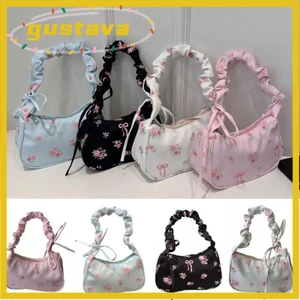 Túi đeo vai hoa GUSTAVA, Túi đeo nách xếp ly có dây kéo dung tích lớn, Túi xách nữ Nylon nhẹ