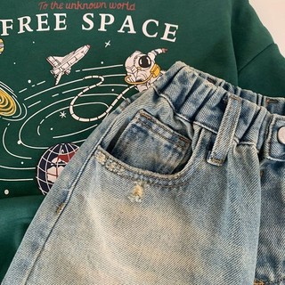 2025 Mới Quần Trẻ Em Quần Jean Mỏng Bé Trai Quần Short Bé Rách Quần Crop Quần Giữa