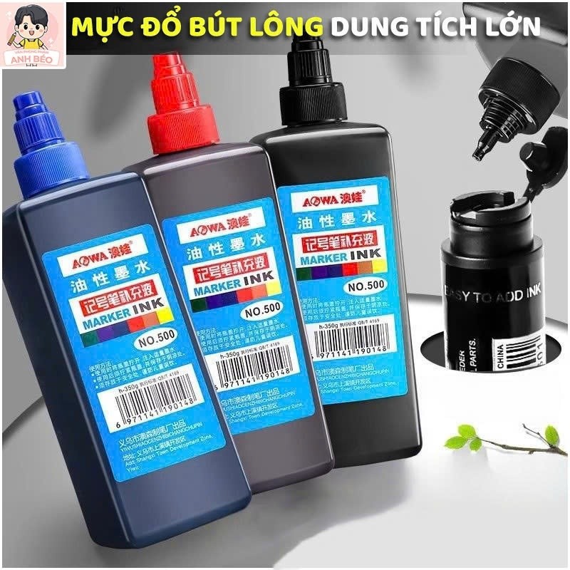 Mực Đổ Bút Lông Dầu Không Xóa Được Dung Tích Lớn, Khô Nhanh, Chuyên Dụng Cho Văn Phòng/Kho Hàng
