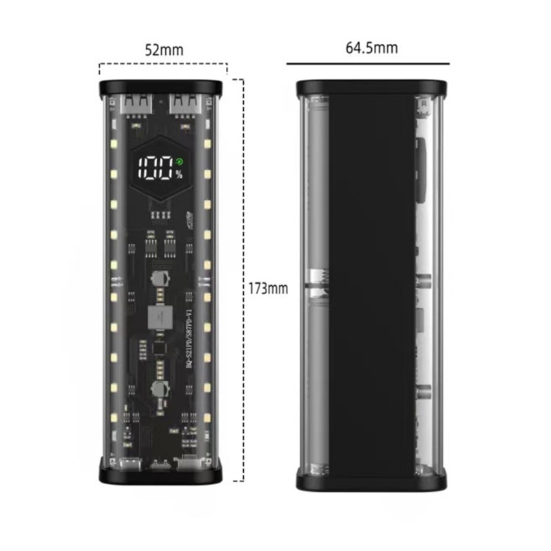 Ốp lưng GODD 8Slot 21700 Vỏ trong suốt Hộp sạc nhanh USB