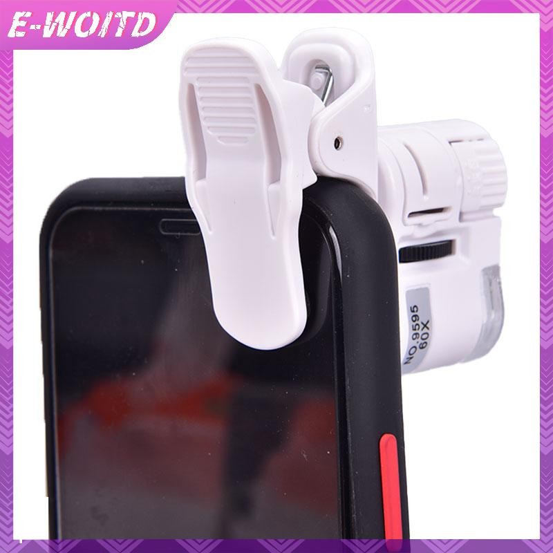 E-WOITD Kính lúp điện thoại di động 60X Dụng cụ LED đa năng có kẹp Camera vi mô HNVN