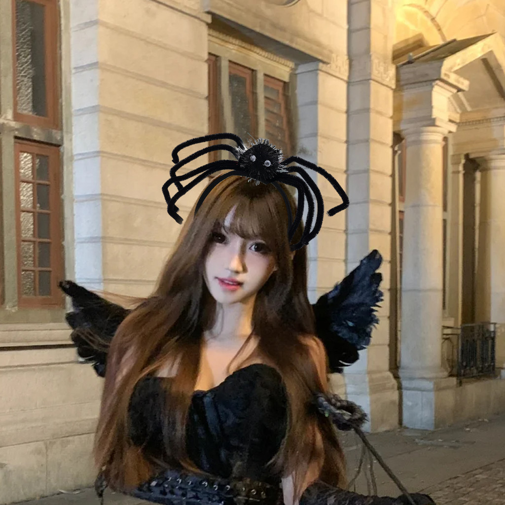 Băng đô Halloween phụ kiện nhện màu tím đen dễ dàng thay đổi kiểu tóc, hoàn hảo cho cosplay hoặc trang điểm.