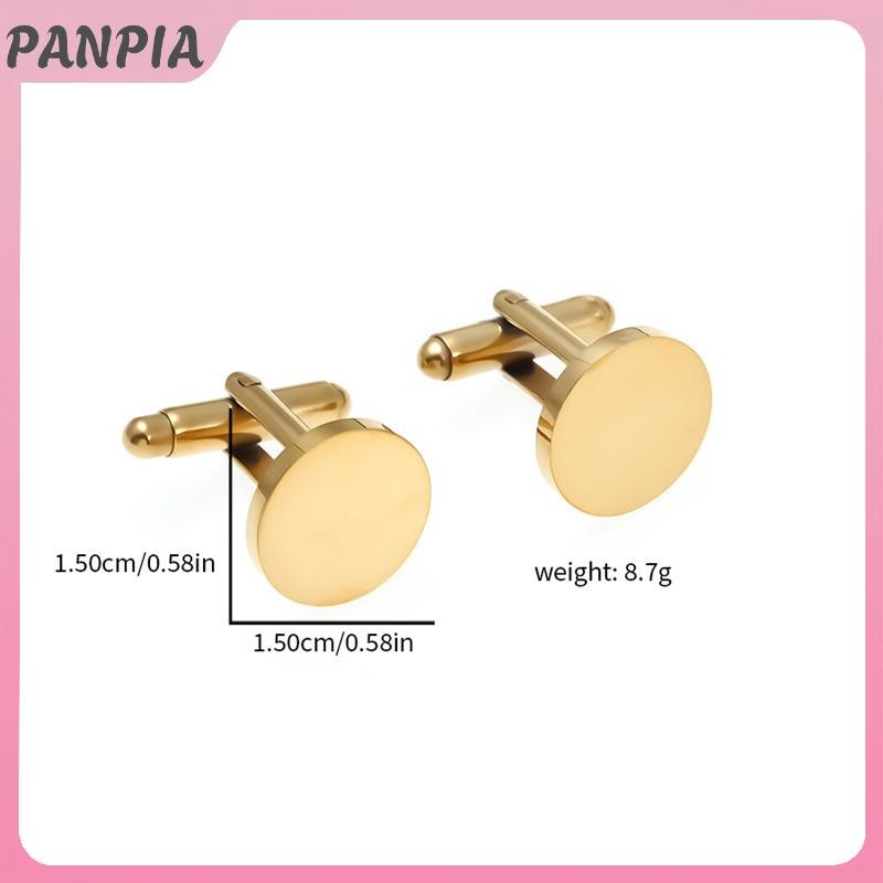 PANPIA-Round Thép không gỉ 15mm Khuy măng sét nam đánh bóng gương