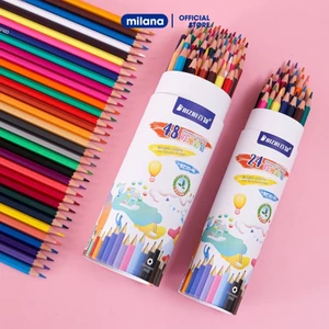 Hộp 48 bút chì màu cao cấp Milana tẩy được dùng cho học sinh, sinh viên, Bút chì màu trẻ em