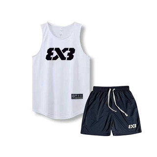 3x3 Basketball Vest Shorts 4 Pants American Sports Suit Summer Quick-Drying Breathable Vest below the Knee Tide Shorts 72QS