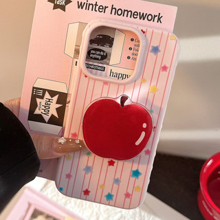 [Sheren] Ốp điện thoại Star Red Apple Stand Thích hợp cho i16 15 14 13 12 11 pro max Vỏ bảo vệ chống sốc