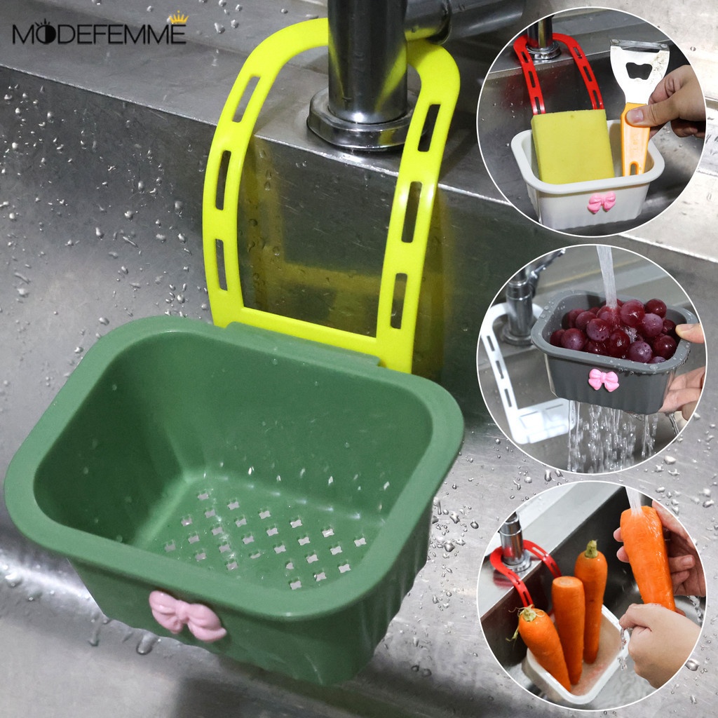 [H & L] Giỏ thoát nước ABS hạng nặng có móc treo, Dụng cụ lọc nhà bếp đa năng để rửa chén / lọc thực phẩm, Phụ kiện lưu trữ bồn rửa tiết kiệm không gian