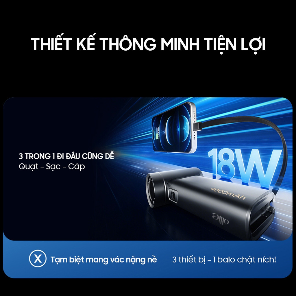 Quạt Mini đa năng kiêm sạc dự phòng OLLIE FAN-ENGINE POWER