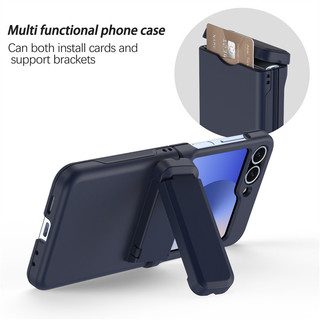 Ví Thẻ Chèn Gấp Ốp Lưng Điện Thoại Samsung Galaxy Z Flip 7 5 6 4 3 Chống Sốc Giá Đỡ Bản Lề Bao Da Cho Galaxy Z Flip7 5G