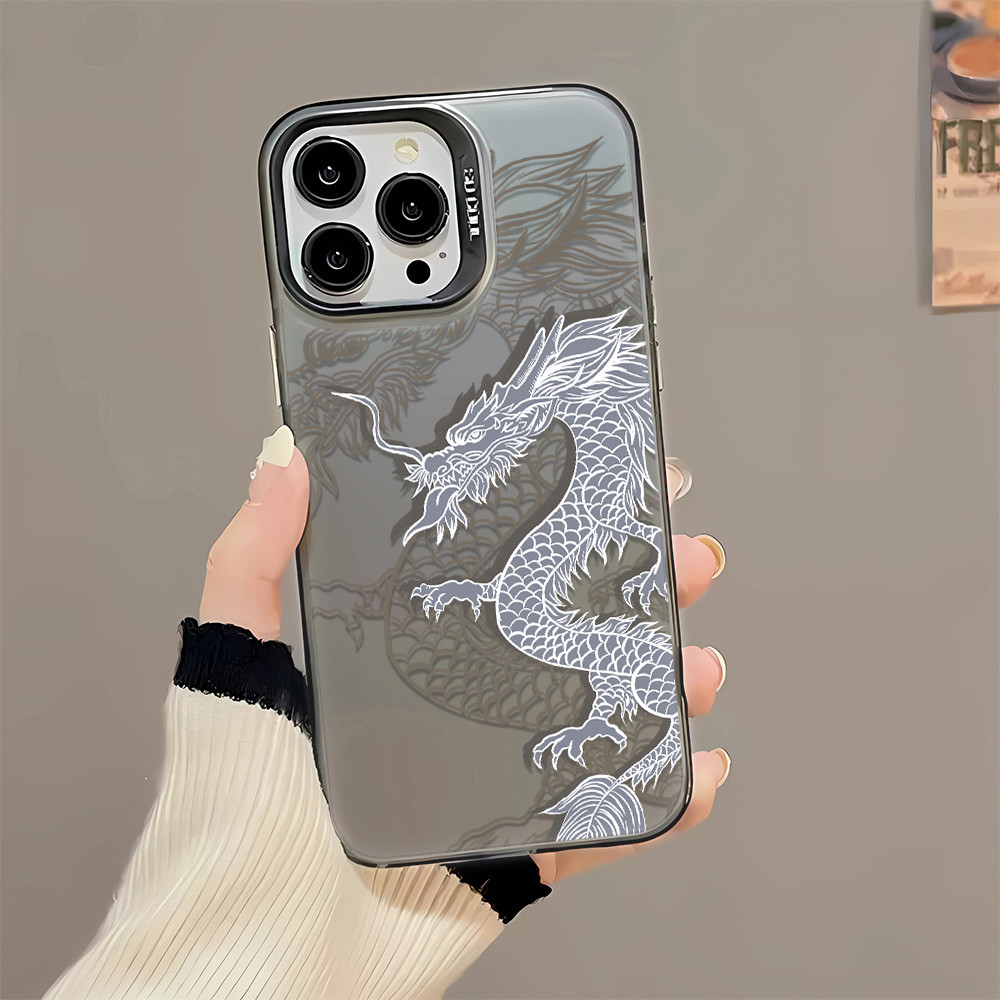 Ốp Lưng Rồng Đen 3 In1 Cho Oneplus Ace 3 Pro 3V Ace 2 Pro Racing 11 12 12R Oneplus Ace3Pro Ốp Lưng Điện Thoại Vỏ Mờ Bạc IMD Vỏ Bảo Vệ Chống Rơi Cứng