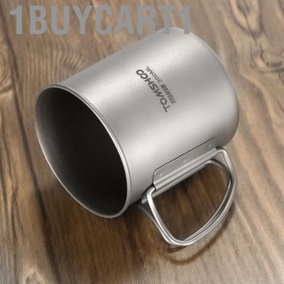 1buycart1 Tomshoo 300ml Titanium Cup ngoài trời Camping Picnic Water Cug với tay cầm có thể gập lại