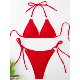 Đồ Bơi Nữ Màu Kẹo Đan Dây Hai Mảnh Bikini Đồ Bơi
