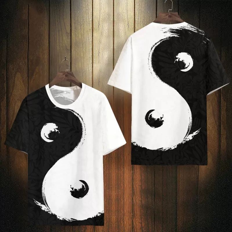 2024 Mới Phong Cách Trung Quốc Hợp Thời Trang Tai Chi Áo Thun Nam Tay Ngắn Mùa Hè Đẹp Trai Áo Thun Thoáng Khí Nhanh Khô Top