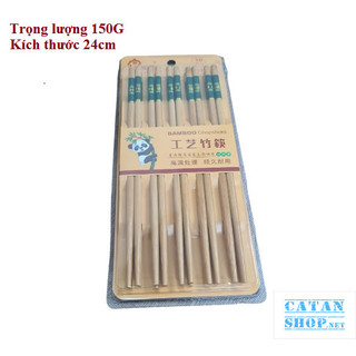 Vỉ 10 đôi đũa tre họa tiết hươu xanh sang trọng, chống nấm mốc, trơn trượt, an toàn