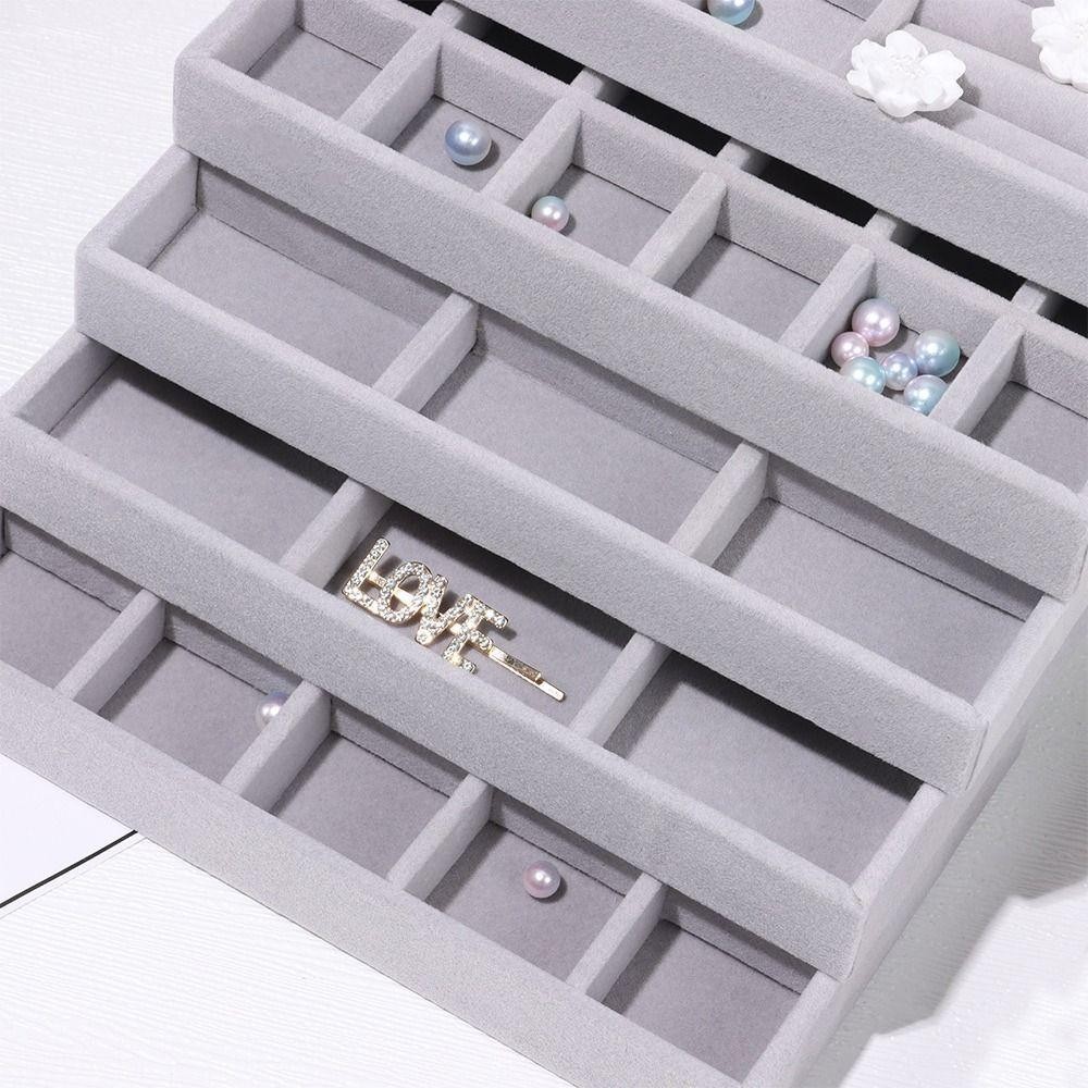 Khay trưng bày vòng cổ BAMBOOB, Hộp lưu trữ trang sức nhung nhung có thể xếp chồng lên nhau, Hộp sắp xếp trưng bày ngăn kéo Vòng cổ vòng tay