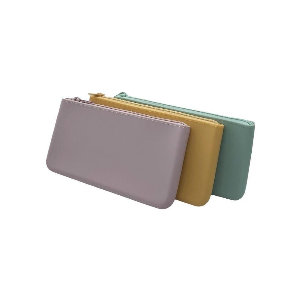 Túi đựng mỹ phẩm WOAY, Dụng cụ sắp xếp bằng silicon Ví đựng tiền xu có dây kéo trơn, Túi đựng tai nghe chống nước cổ điển dành cho học sinh