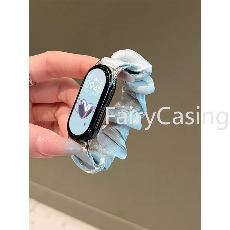 Dây Đeo Tay Đàn Hồi Cho Xiaomi Mi Band 10 9 8 NFC Dây Đeo Nữ Scrunchies Vòng Tay Thay Thế Cho MiBand 9 Correa Dây Mềm