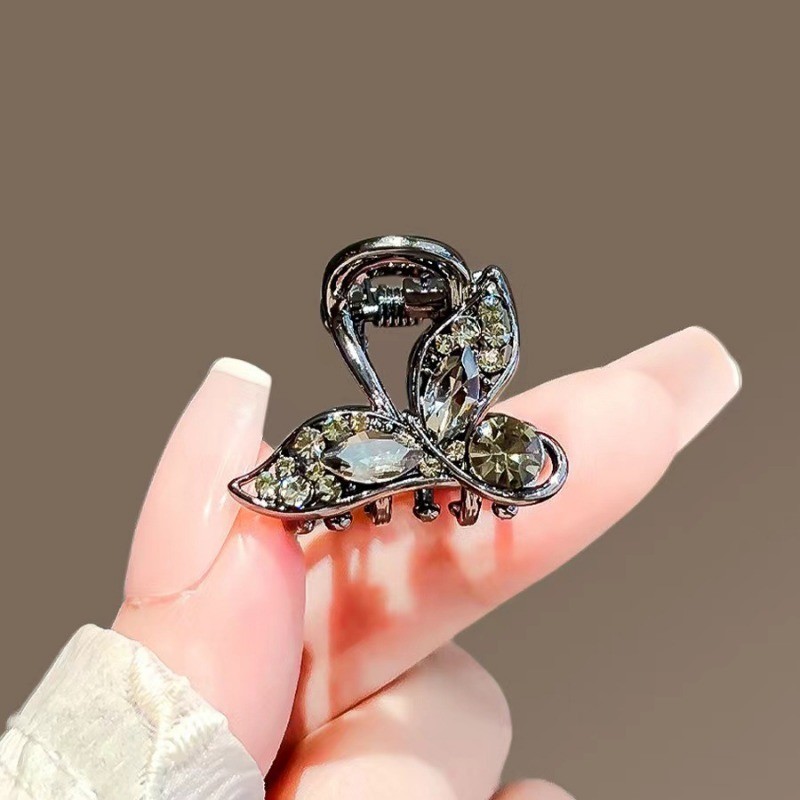 Mauropoli [Sẵn sàng] Kẹp tóc cá đính đá tinh tế Kẹp tóc nhỏ bằng kim loại sang trọng Kẹp tóc bên nhỏ Nổ gãy Kẹp tóc cá mập nhỏ