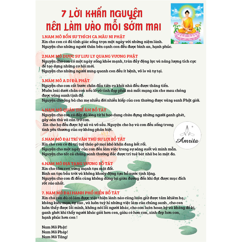[AMRITA] TỜ ÉP PLASTICS 7 LỜI KHẤN NGUYỆN VÀO SÁNG SỚM MAI A4
