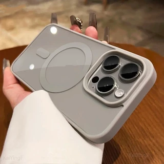 Ốp điện thoại sạc không dây từ tính hình vuông sang trọng cho iPhone 15 14 13 12 11 Pro Max X XS Max XR 7 8 Plus 12mini 13mini Matte Acrylic cứng Ốp lưng PC cứng trong suốt