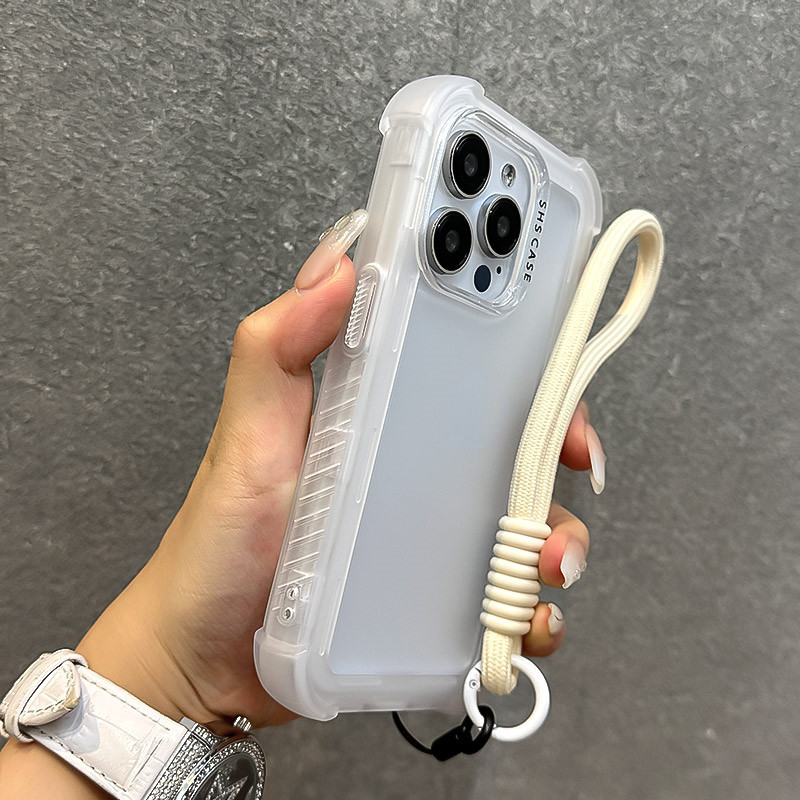 Ốp Cứng Dày 3 Trong 1 Mờ Cho iPhone 16 15 17 Promax Plus Với 17pro 17 Không Khí Pha Lê Trong Suốt Nhiều Màu Sắc Bên Mờ Mang Lại Dây Treo Chống Trượt Cầm Tay