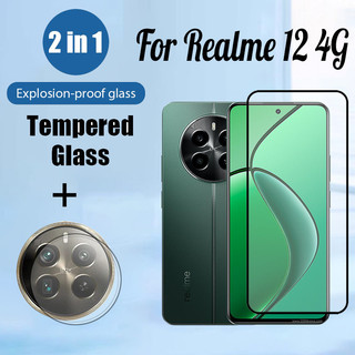 Kính cường lực bảo vệ màn hình Realme 12 4G 2 trong 1 cho Realme 12 Plus 11 11x 12x 5G 9D Phim bảo vệ kính + Phim ống kính máy ảnh