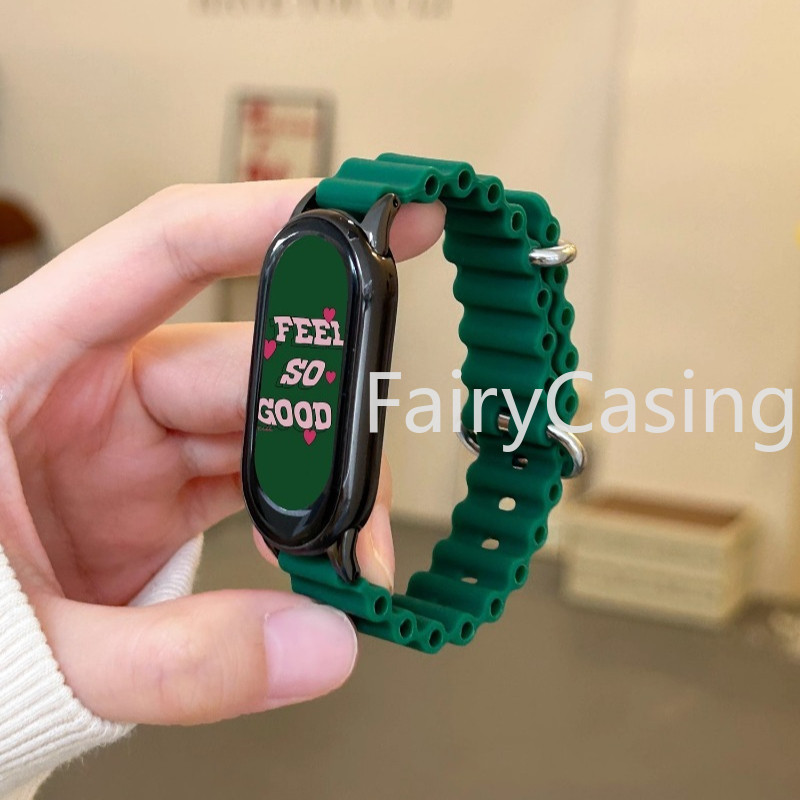 Dây Đeo Đại Dương Cao Su Cho Mi Band 10 9 8 NFC Vòng Tay Xiaomi Mi Band 7 5 6 4 3 Dây Đeo Thể Thao Silicon Phát Hành Dây Đeo Tay