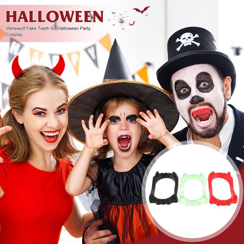 Halloween Cho Ma Cà Rồng Răng Cho Trẻ Em Người Lớn Nhiều Màu Sắc Nhựa Giả Răng Đồ Chơi Cosplay Dự Tiệc Cung Cấp
