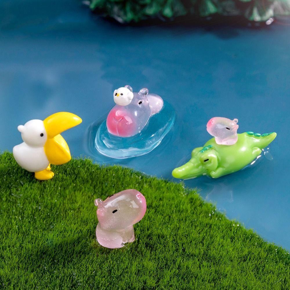 PWSEND Bức tượng Capybara thu nhỏ, Nhựa trang trí ô tô Tượng Capybara phát sáng, Phong cảnh vi mô dễ thương Phụ kiện DIY Đồ chơi Động vật nhỏ Lễ hội tiệc