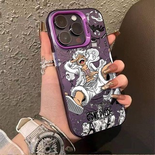 Anime Cool One Piece Nika Gear 5 Luffy Ốp Điện Thoại Cho Iphone 15 Pro Max 11 12 13 14 16 Pro Max 7 8 Plus XR X XS Max Shell Matte Armor Cứng Acrylic Chống Sốc Vỏ Laser Bạc