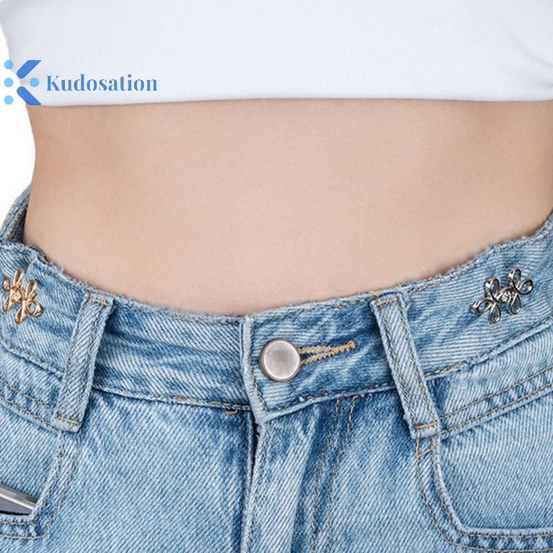 Kudosation 2 Chiếc Dễ Thương Bốn Lá Cỏ Ba Lá Khóa Điều Chỉnh Thắt Lưng Có Thể Điều Chỉnh Khóa Eo Có Thể Tháo Rời Nút Liền Mạch Cho Quần Váy