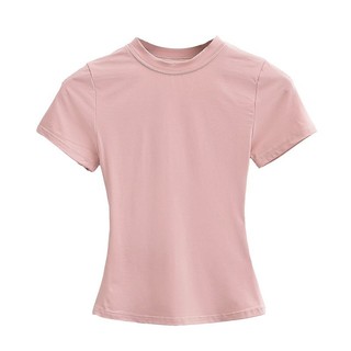 Áo thun nữ cổ tròn tay ngắn Skims mùa hè ôm sát co giãn cao | Áo crop top dáng ngắn chất mỏng mềm mát form đẹp