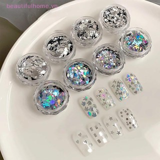 [Beautifulhome] 1Jar Laser Asterism Foil Flakes Nail Sequins Nail Art Trang trí móng tay Mẹo làm móng tay Ch Dành cho nữ Cô gái Phụ kiện DIY [làm đẹp]