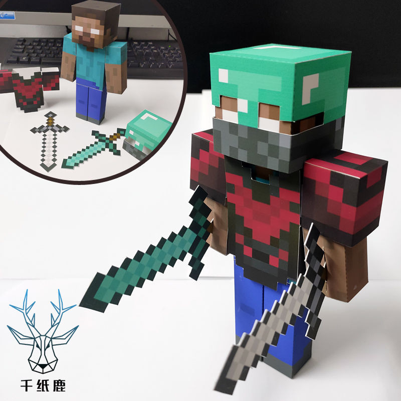 Đồ chơi mô hình giấy thủ công Minecraft Steve Lắp ráp mô hình giấy ba ...
