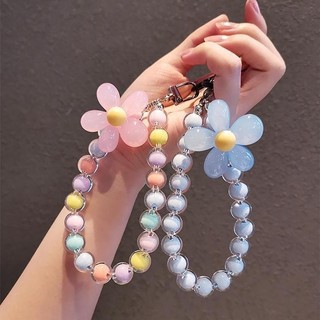 Hoa đa năng đa năng có miếng dán thẻ dây buộc điện thoại di động đính cườm dây đeo cổ tay chống mất
