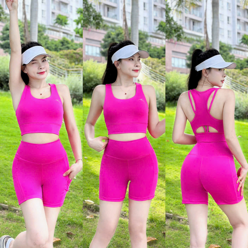 Bộ bra thể thao quần lỡ H01, có túi thích hợp tập gym, yoga, aerobic, đi bơi...