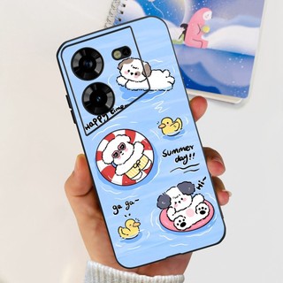 Dành Cho Tecno Pova 5 4G LH7n Ốp Lưng Đá Cẩm Thạch Sang Trọng Mềm Màu Đen Silicon Ốp lưng Cho Tecno Pova5 2023 Ốp Lưng Chống Sốc