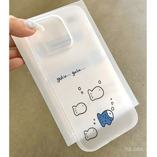 Ốp lưng điện thoại di động ốp lưng đơn giản dòng cá nhỏ phun bong bóng hoạt hình mèo con dễ thương dùng cho iPhone 16 15 pro max 11promax 12promax 13 14 pro max 16promax 11 pro 16pro pro 15plus