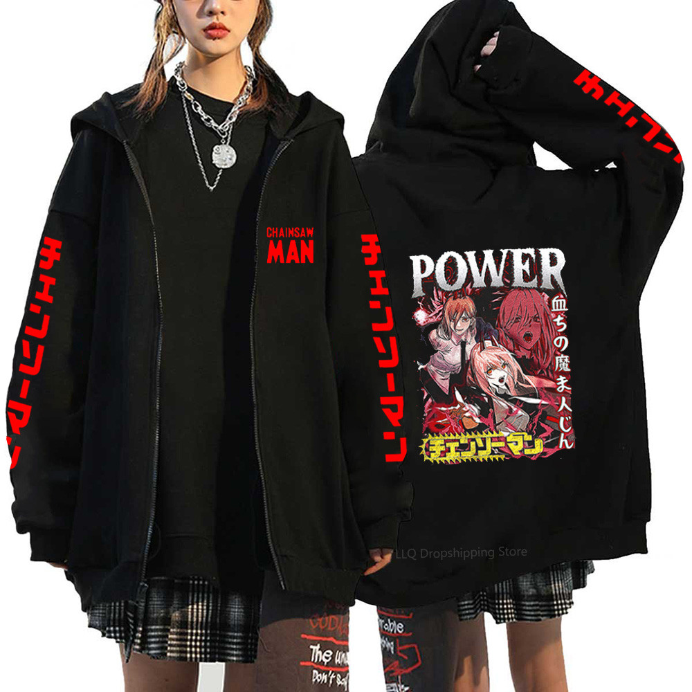 Anime Mới Cưa Xích Người Reze Zip Áo Khoác Thời Trang Mùa Đông Áo Chui Đầu Dài Tay Áo Unisex