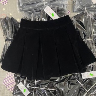 Chân váy nhung nữ thu đông xếp ly dáng váy tennis ngắn cạp cao tôn dáng trẻ trung chất vải nhung tuyết có quần trong.