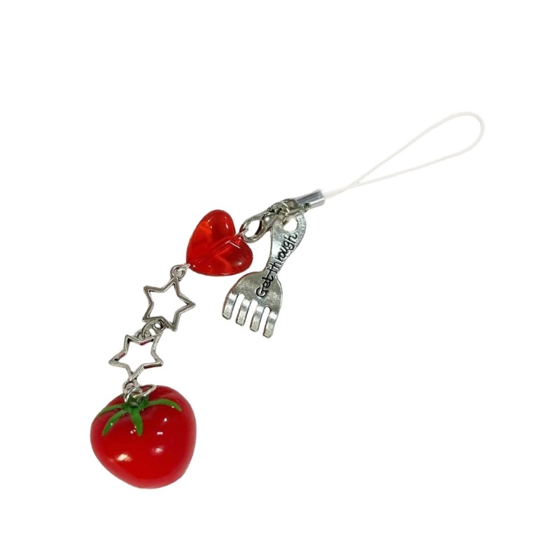 ⚝⚝Richh Cà Chua Mặt Dây Chuyền Móc Khóa Túi Charm Phụ Kiện Nhựa Móc Khóa Cho Nữ Thời Trang