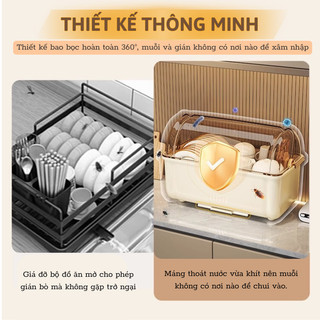 Tủ Nhựa Đựng Chén Bát Có Nắp Đậy Kín Myd.23 Tủ Bếp Chống Côn Trùng Bụi Có Khay Thoát Nước Chống Ẩm An Toàn Cho Sức Khỏe