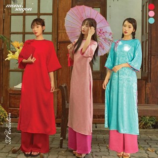 Set Áo dài nữ mặc Tết kèm quần lụa ống suôn MONÁ - THƠ & MƠ