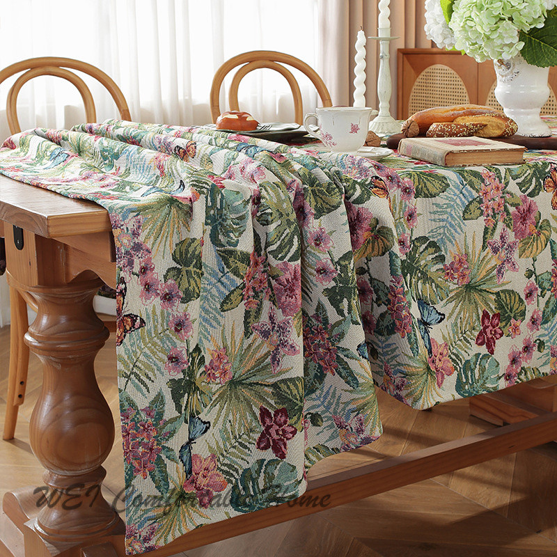 Khăn bàn vải Jacquard chống bụi dày phong cách sơn dầu cổ điển kiểu Mỹ