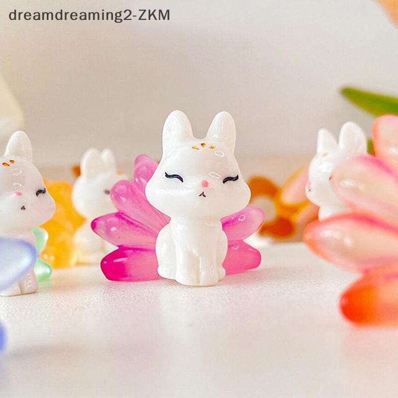 [dreamdreaming] 1PC Nhựa Dạ Quang Dễ Thương Chín Đuôi Cáo Trang Trí Phát Sáng Trong Bóng Tối Nhân Vật Thu Nhỏ Fox Micro Phong Cảnh Trang Trí Nhà Búp Bê [zkm]