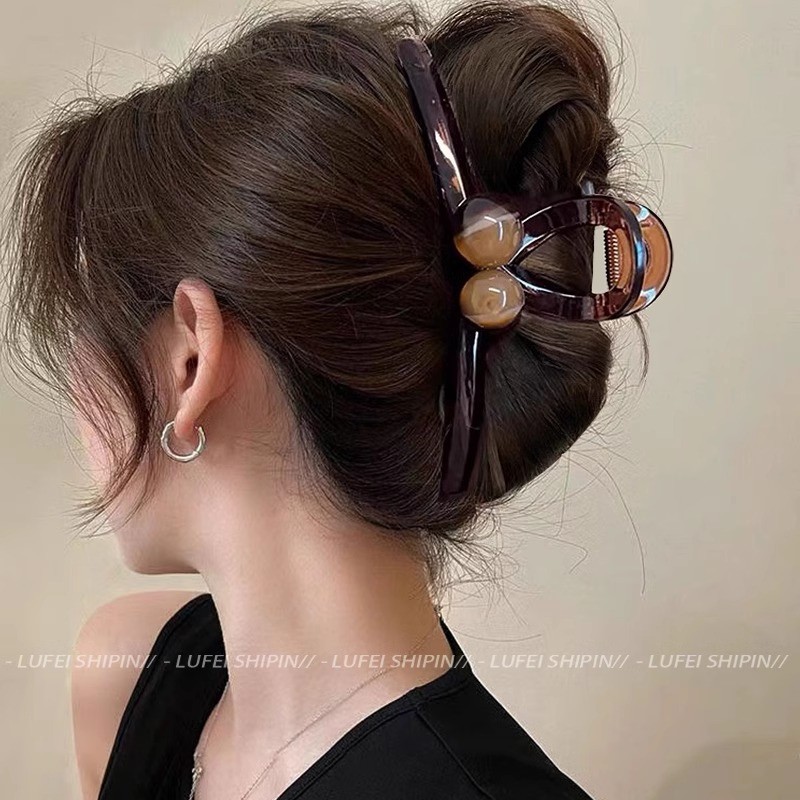 Kẹp Tóc Nữ 2025 Phong Cách Mới Lớn Retro Màu Cà Phê Thời Trang Sang Trọng